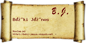 Béki János névjegykártya